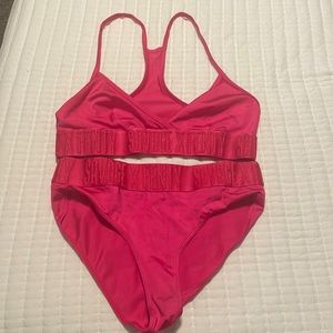 Savage x Fenty pink set. Really pretty. The bra straps are a bit long on me.